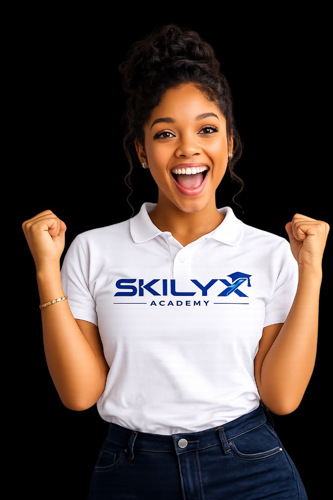 SKILYX Academy intern celebrating in branded polo